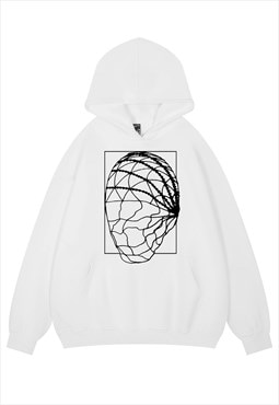 Cyber punk hoodie psychedelic pullover punk top in white