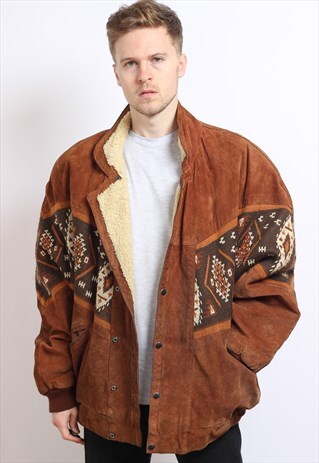 VINTAGE AZTEC FLEECE LINED JACKET