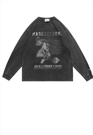 BASKETBALL DUNK SWEATSHIRT SPORT JUMPER IN ACID BLACK