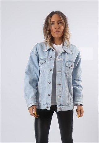 DENIM JACKET OVERSIZED FITTED VINTAGE UK 12 - 14 (G2T)