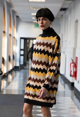 MULTI COLOR STRIPE SOFT KNIT OVERSIZED JUMPER DRESS