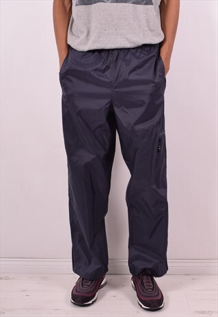 NIKE MENS VINTAGE TRACKSUIT TROUSERS W34 L31 NAVY BLUE 90S