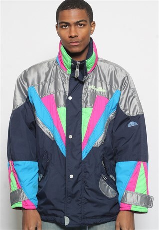 VINTAGE ELLESSE PADDED PARKA JACKET BLUE