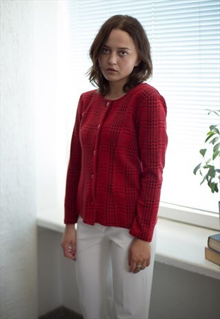 VINTAGE 80'S BLACK/RED PATTERNED JACKET