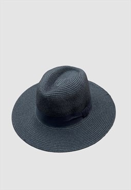 Ladies New Black Straw Fedora Vintage Style Hat