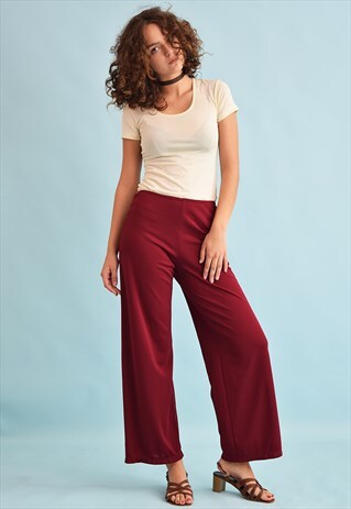 90'S RETRO LYCRA MAROON PALAZZO TROUSERS