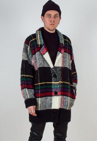 PLAID SWEATER JACKET