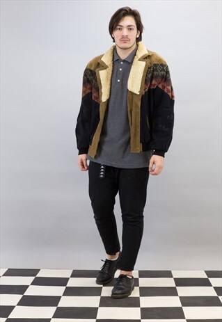 VINTAGE AZTEC SUEDE BOMBER JACKET