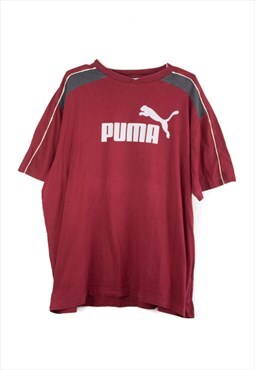 Vintage Puma T-Shirt in Burgundy XXL