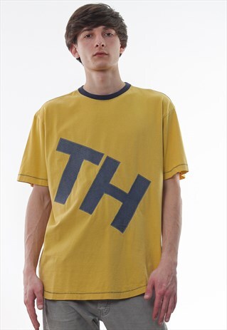 VINTAGE TOMMY HILFIGER TEE 90S YELLOW BIG LOGO