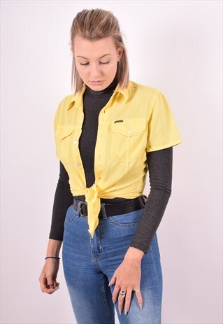 CALVIN KLEIN WOMENS VINTAGE SHIRT MEDIUM YELLOW 90S