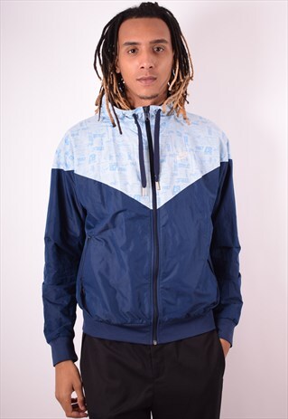 NIKE MENS VINTAGE HOODIE JUMPER LARGE BLUE 90S