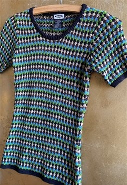 Buffalo Crochet Knit by David Britton Short Sleeve Top Tshir