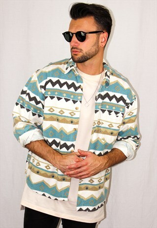 VINTAGE NAVAJO PATTERN FLANNEL SHIRT