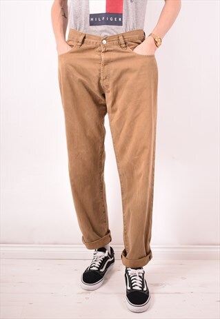 DIESEL MENS VINTAGE TROUSERS W34 L33 BROWN 90S