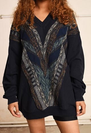 90'S RETRO OVERSIZED JAZZY KNIT DAD'S JUMPER
