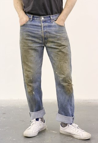 LEVI'S VINTAGE BLUE DENIM PAINT 501 JEANS