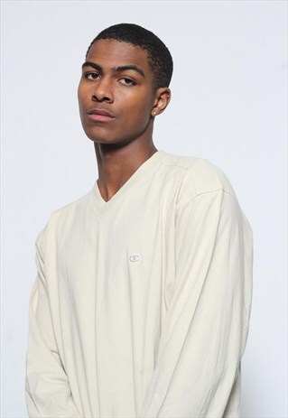 VINTAGE CHAMPION LONG SLEEVE T-SHIRT BEIGE
