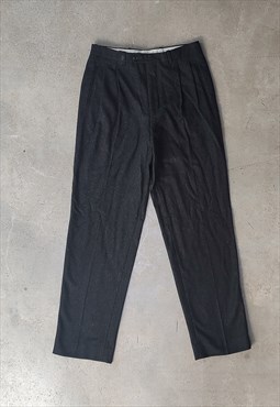 Vintage 90s Baggy Black Grey Wool Oversize Dad Pants