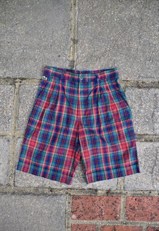 VINTAGE 80S CHEMISE LACOSTE HIGH WAISTED CHECK SHORTS
