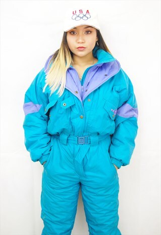 CRAZY PRINT PUFFER SKI SUIT/JUMPSUIT (1990'S)