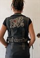 VINTAGE 90S PUNK LEATHER VEST IN BLACK WITH STUDS