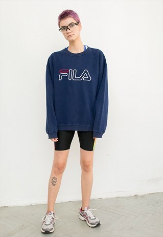 VINTAGE FILA OVERSIZED SWEATSHIRT BLUE BIG LOGO