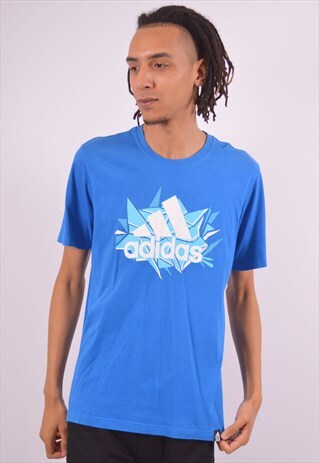 VINTAGE ADIDAS T-SHIRT TOP BLUE