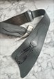 80'S VINTAGE GREY LEATHER WIDE LADIES HORN BELT