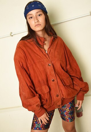 80'S RETRO REAL SUEDE DADS OUTWEAR BOMBER JACKET