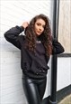 Black Distressed Logo Hoodie