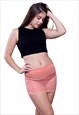 Orange High Waist Net Tight Short Sheer Short Mini Skirt