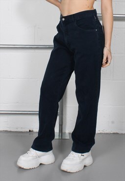 Vintage Versace Corduroy Trousers in Navy with Logo W34