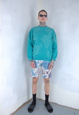 Vintage y2k baggy pullover jumper unisex tie dye turquoise 