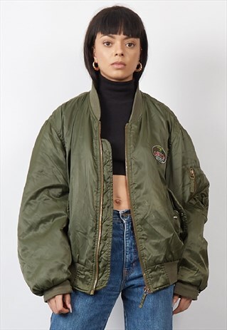 VINTAGE 80'S LEVI'S KHAKI BOMBER JACKET
