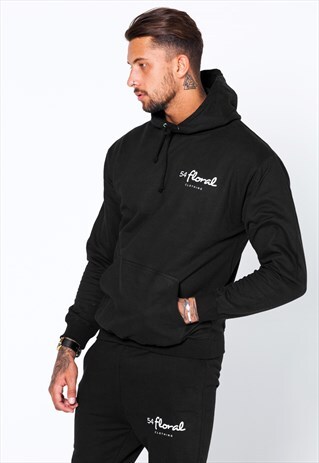 54 FLORAL MINI CORE HOODY - BLACK