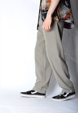 VINTAGE 90S UNISEX BEIGE LINEN BLEND PANTS
