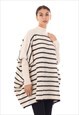 STRIPED BRAND-CREST WOOL BLEND OVERSIZED JUMPER TOP