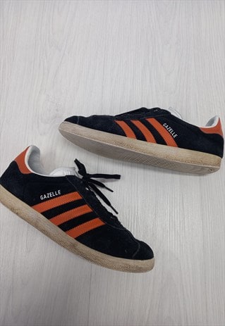 Adidas Gazelle Trainers Black Orange 3-Stripe