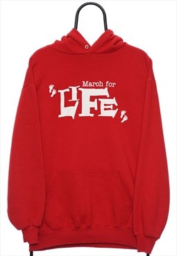 Vintage March for Life Graphic Red Hoodie Womens