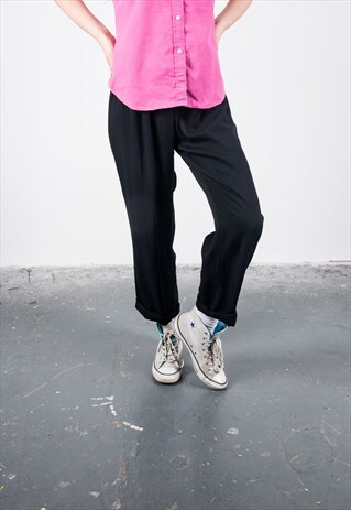 VINTAGE 1990S BLACK HIGH-WAISTED TROUSERS