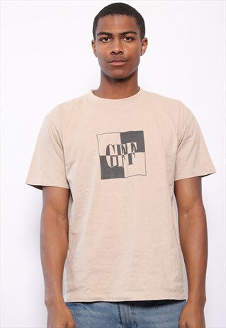 VINTAGE GIANFRANCO FERRE PRINT LOGO T-SHIRT BEIGE