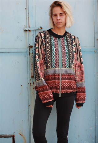 VINTAGE 90' UNIQUE OLDSCHOOL AZTEC BOMBER JACKET