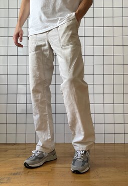 Vintage DOLCE GABBANA Pants Linen Work Trousers White