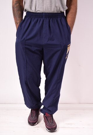 PUMA MENS VINTAGE TRACKSUIT TROUSERS MEDIUM NAVY BLUE 90S