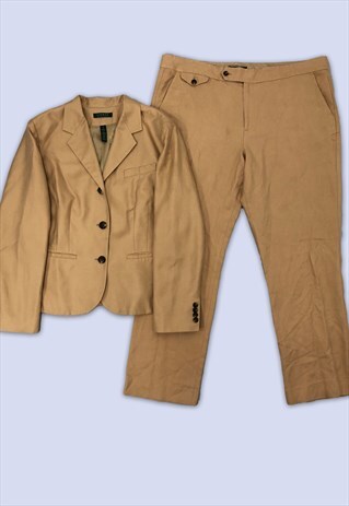 SAND BEIGE BROWN 2PCS SLIM FIT JACKET TROUSER OCCASION SUIT