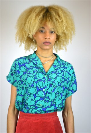 VINTAGE 90'S ABSTRACT FLOWER PRINT BLOUSE