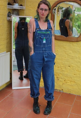 VINTAGE 90'S BLUE WORKER DENIM DUNGAREES SIZE 8 10 12