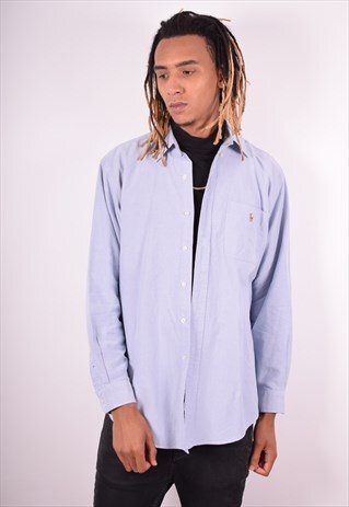 RALPH LAUREN MENS VINTAGE SHIRT LARGE BLUE 90S