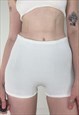 VINTAGE Y2K CO ORD BEACH  TEXTURED WHITE STRETCHY SHORTS 90S